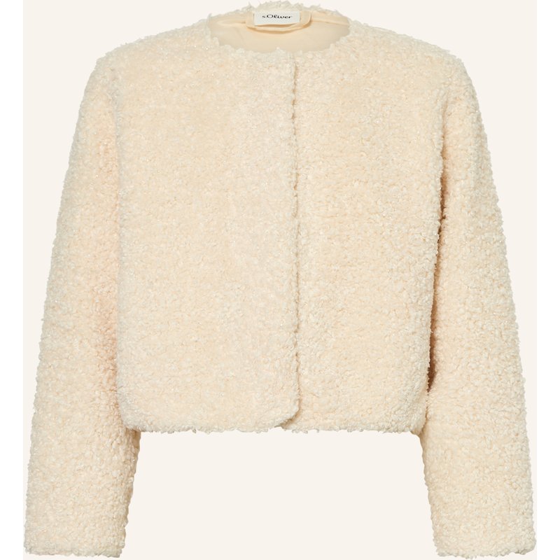 S.Oliver Red Teddyfell-Jacke Mit Glitzergarn weiss