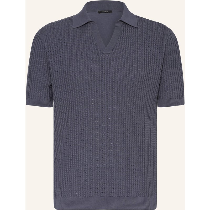 Reiss Strick-Poloshirt Merit blau