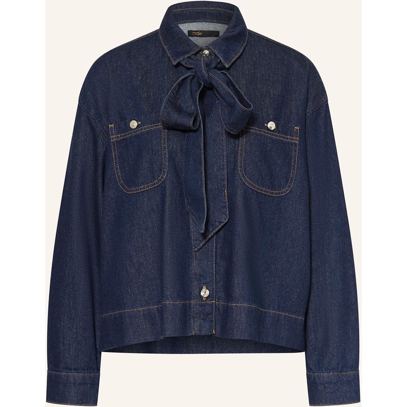 Maje Jeansbluse Mit Abnehmbarer Schluppe blau
