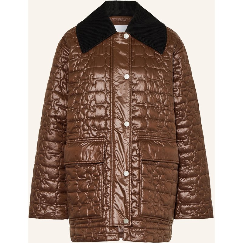 Ganni Oversized-Steppjacke braun