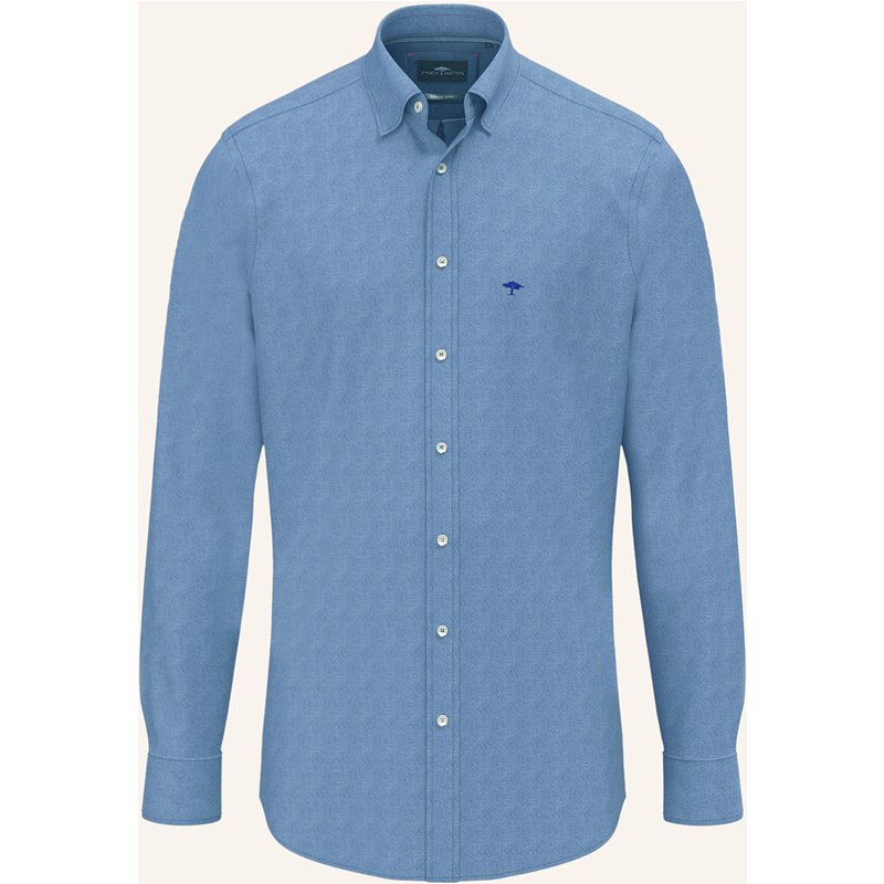 Fynch-Hatton Hemd Regular Fit In Jeansoptik blau