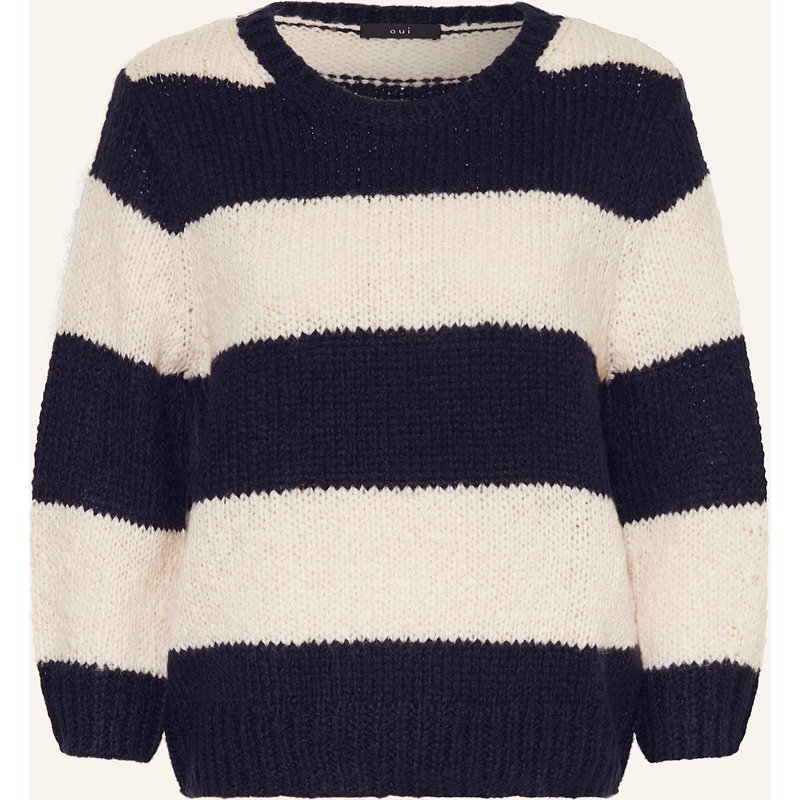 Oui Pullover Mit 3/4-Arm blau