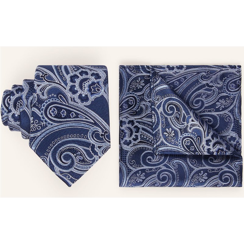 Paul Set: Krawatte Und Einstecktuch blau