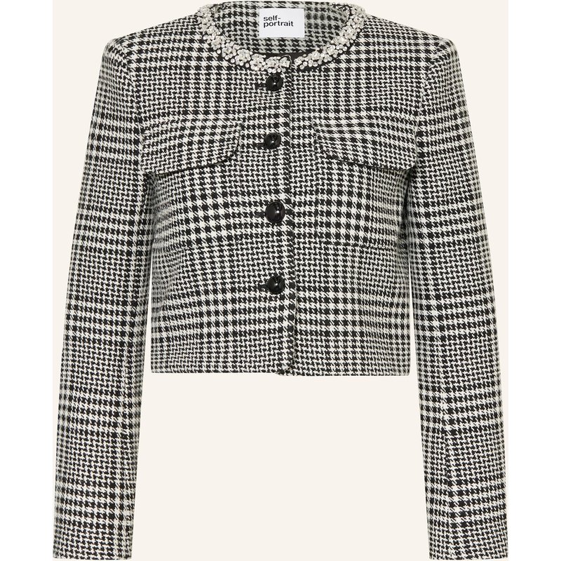Self-Portrait Tweed-Jacke schwarz