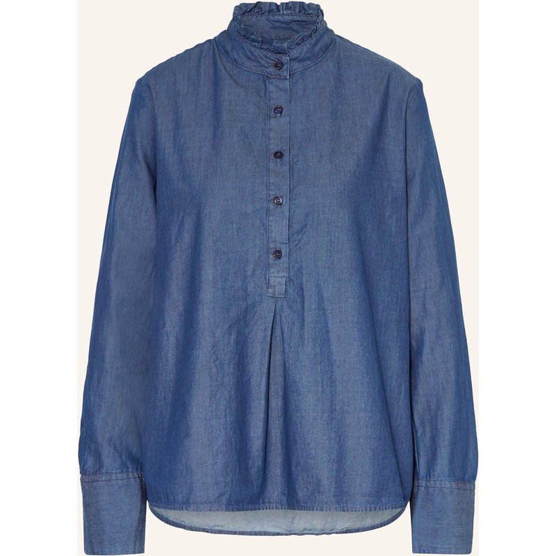 Lilienfels Bluse In Jeansoptik Mit Rüschen blau