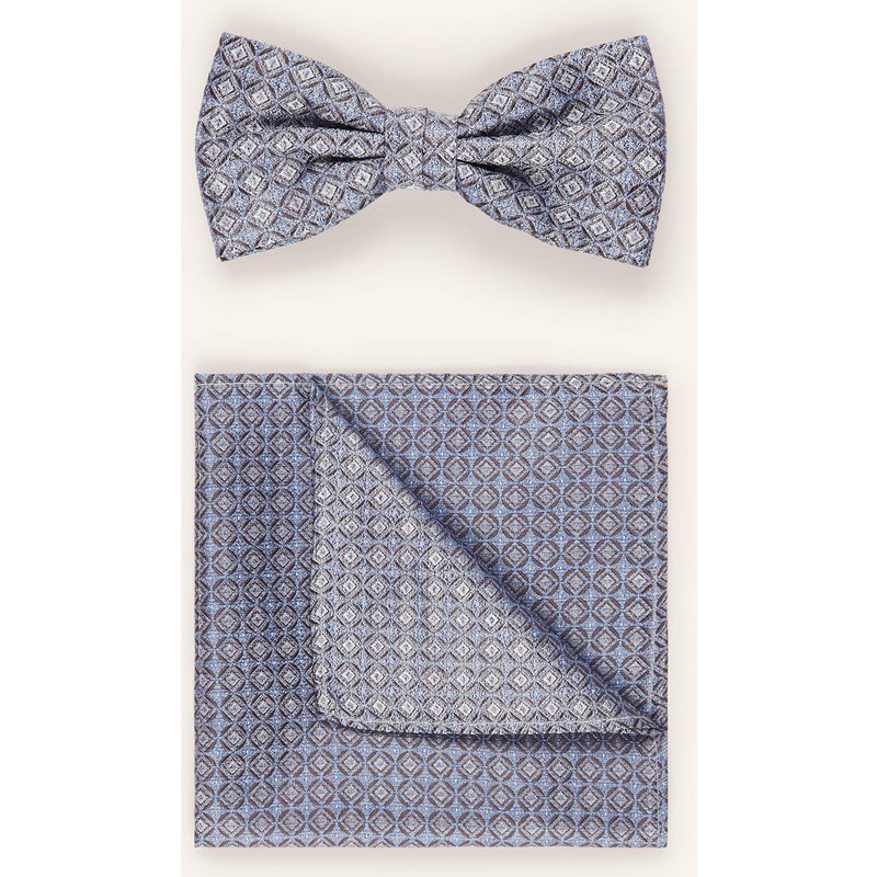 Prince Bowtie Set: Fliege Und Einstecktuch blau