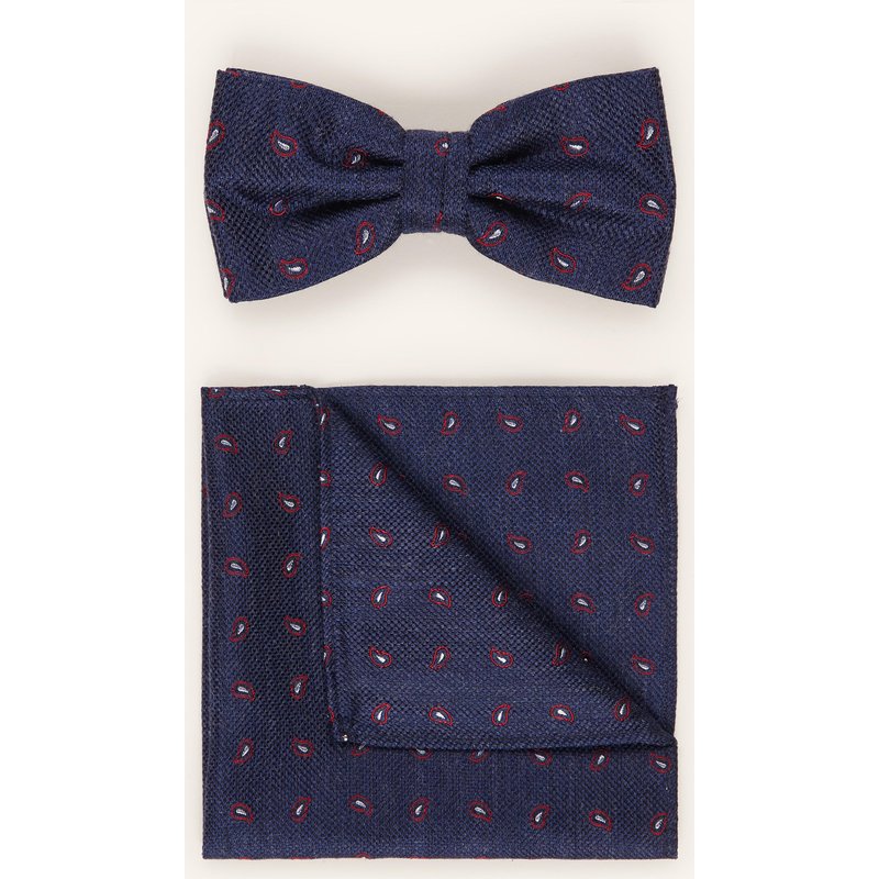 Prince Bowtie Set: Fliege Und Einstecktuch blau