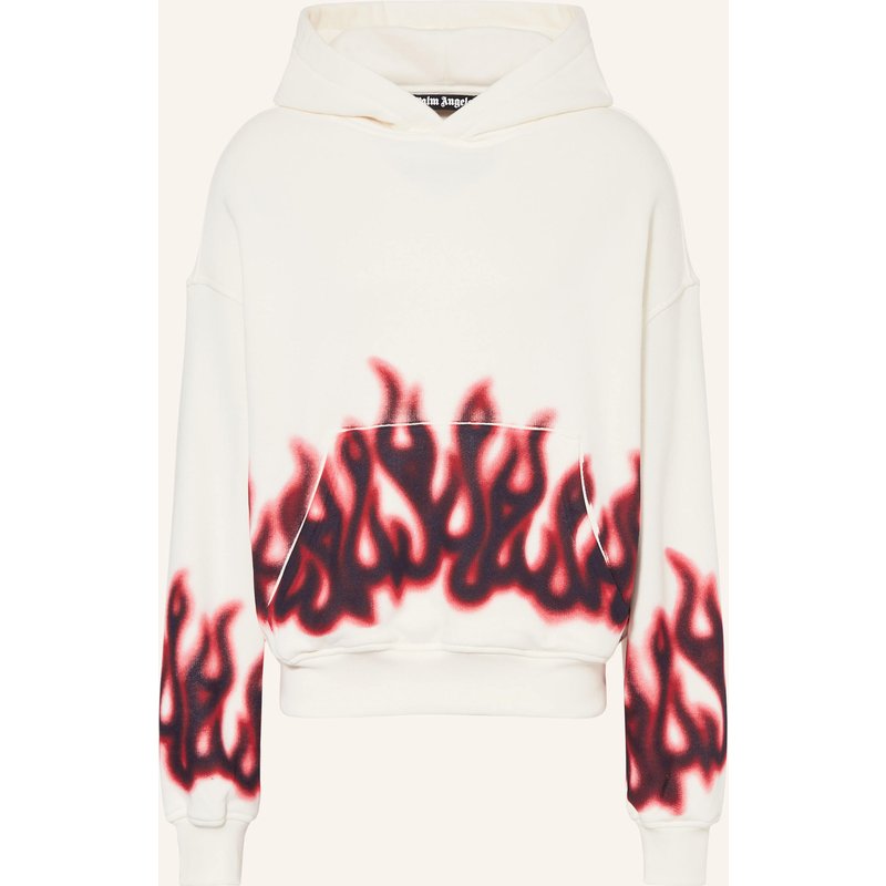Palm Angels Oversized-Hoodie Flames weiss
