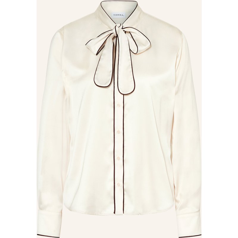 Comma Satinbluse Mit Schluppe weiss