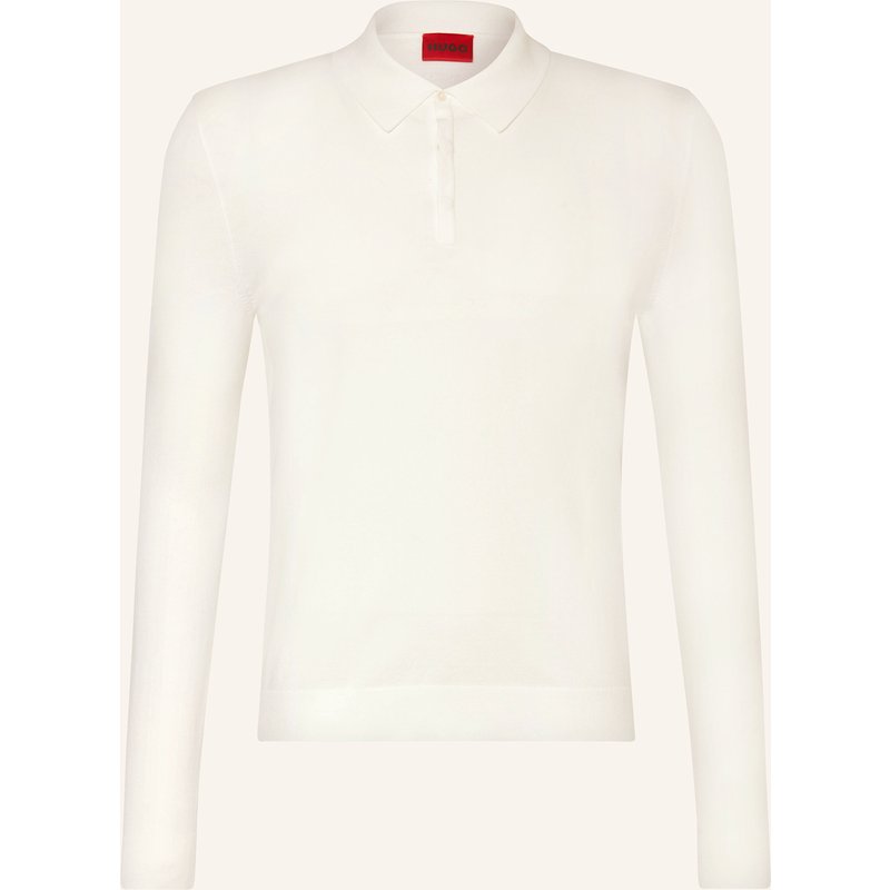 Hugo Strick-Poloshirt San Pippo Slim Fit weiss