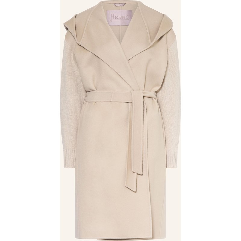 Herno Wollmantel Im Materialmix beige