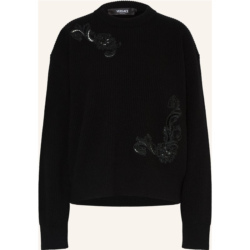 Versace Pullover Mit Pailletten schwarz