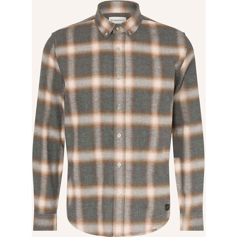 Nowadays Flanellhemd Comfort Fit grau