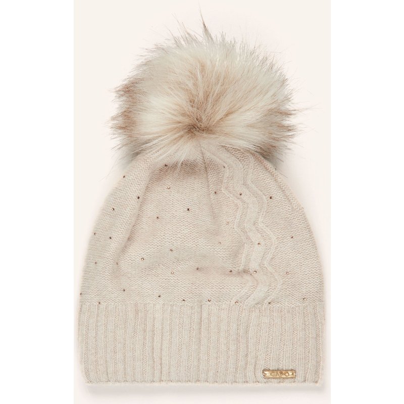 Capo Mütze Mit Cashmere Und Schmucksteinen beige