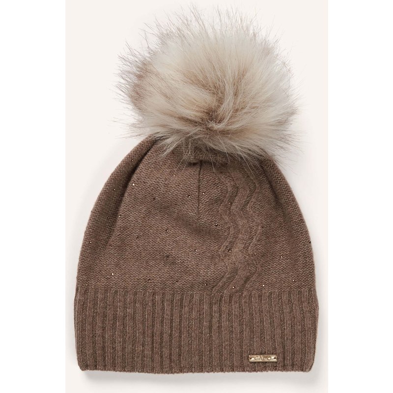 Capo Mütze Mit Cashmere Und Schmucksteinen braun