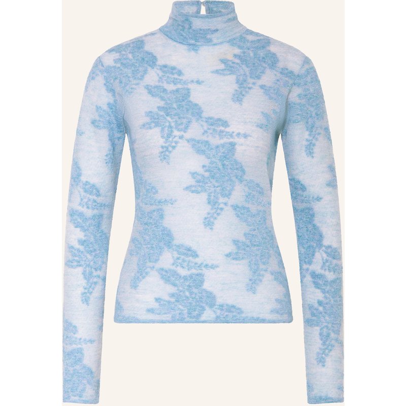 Ganni Jacquard-Pullover Mit Alpaka blau