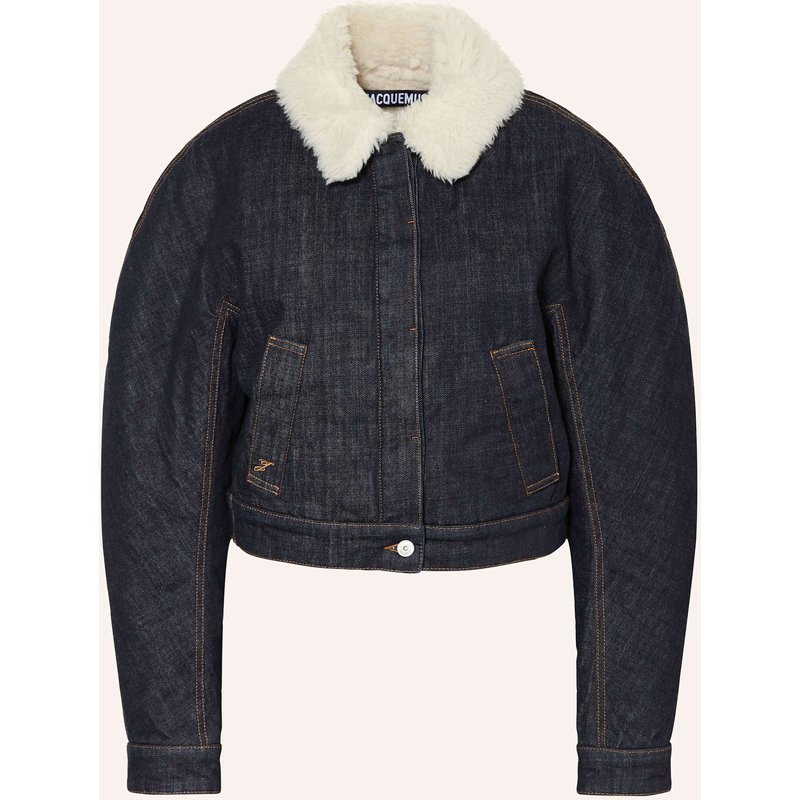 Jacquemus Jeansjacke Le Bomber De-Nîmes Ovalo Mit Kunstfell blau