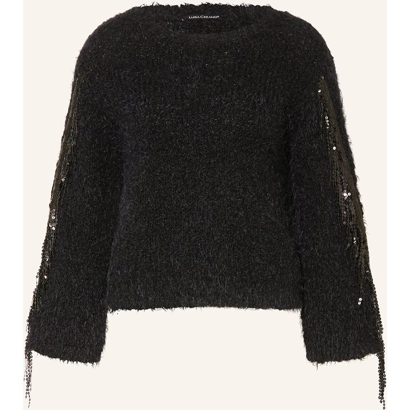 Luisa Cerano Pullover Mit Pailletten schwarz