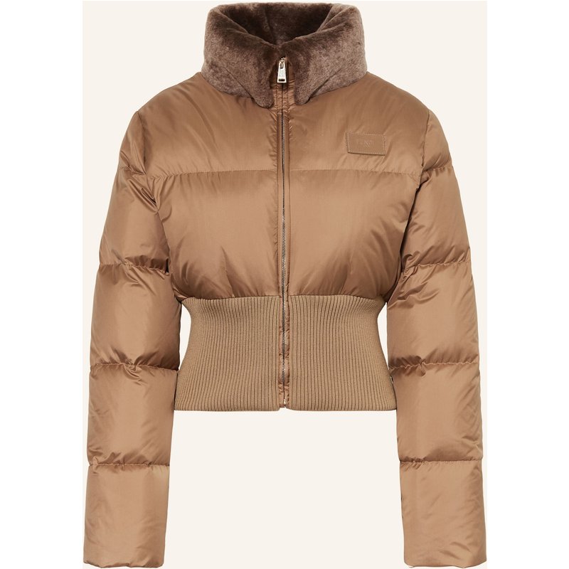 Fendi Daunenjacke Mit Abnehmbarem Kragen beige