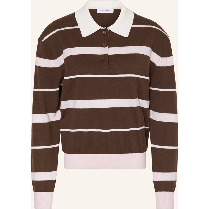 Darling Harbour Strick-Poloshirt braun