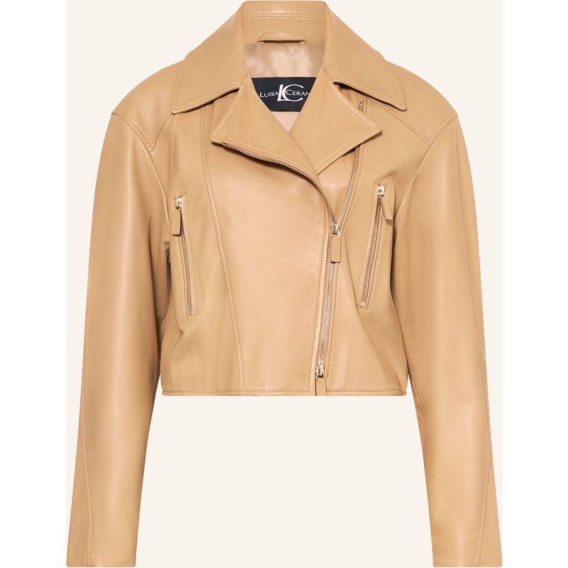 Luisa Cerano Lederjacke beige