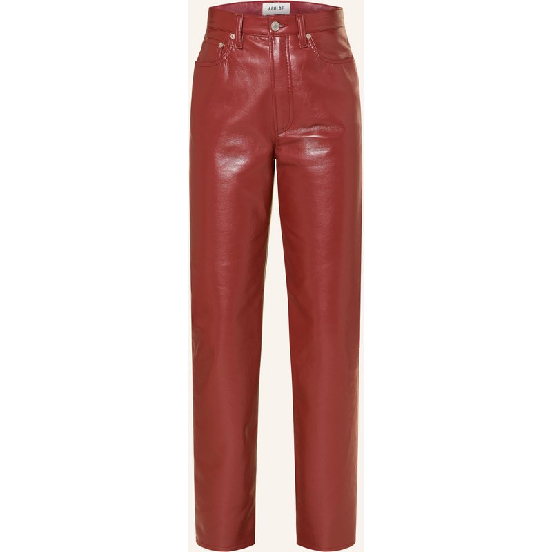 Agolde Hose In Lederoptik 90's Pinch Waist rot