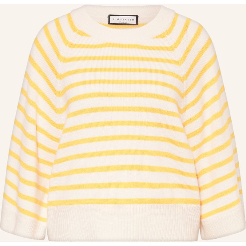 Sem Per Lei Pullover Mit Cashmere Und 3/4-Arm gelb
