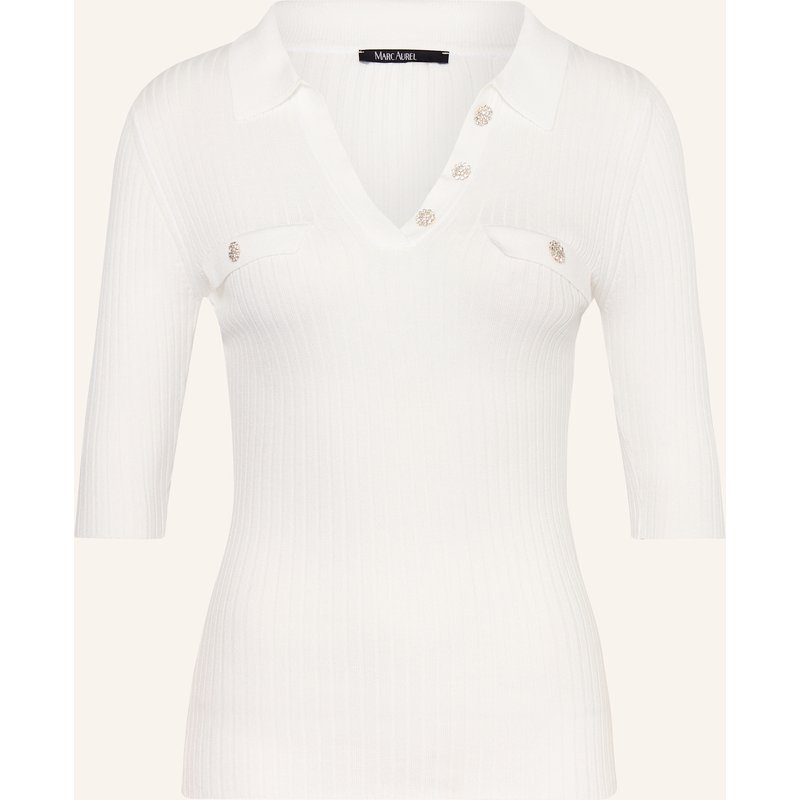 Marc Aurel Strick-Poloshirt weiss