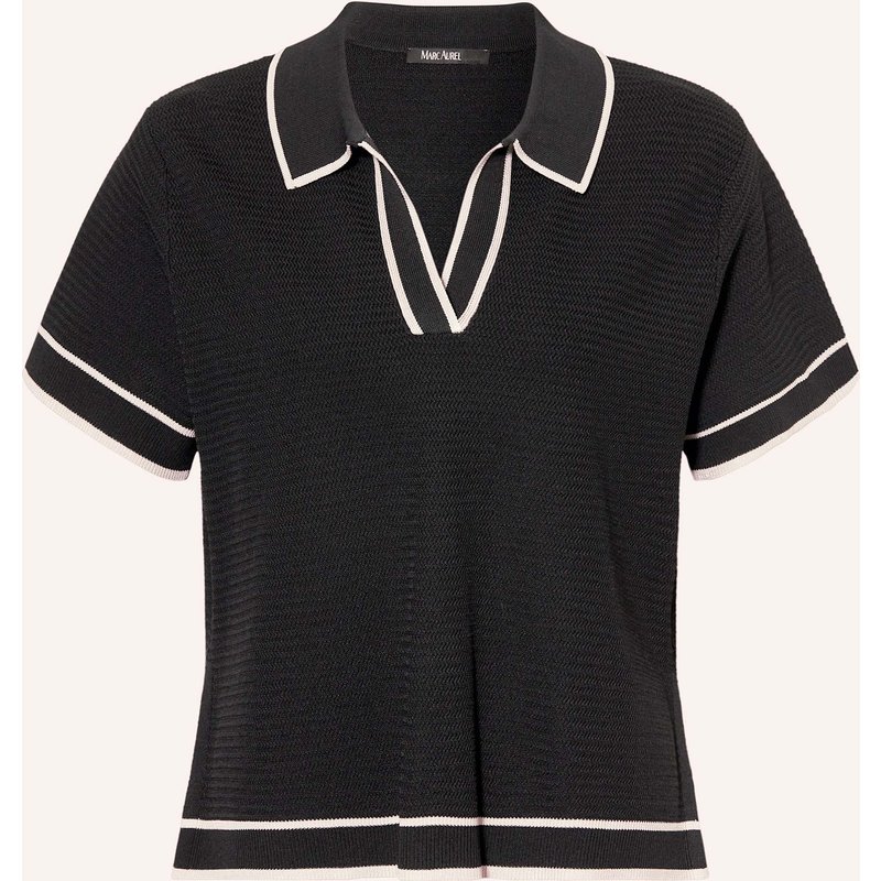 Marc Aurel Strick-Poloshirt schwarz