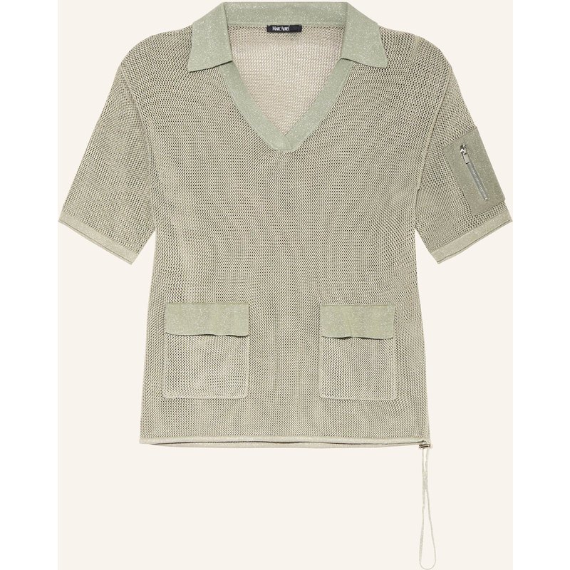 Marc Aurel Strick-Poloshirt Mit Glitzergarn gruen