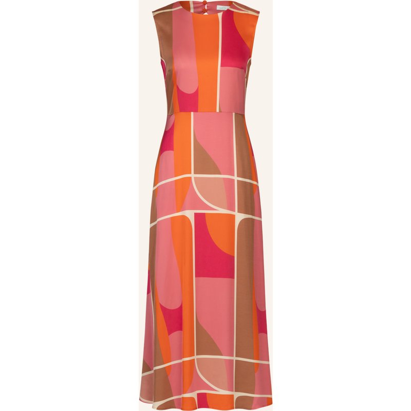 Mint & Mia Langes Bedrucktes Viskose Satin Kleid rosa