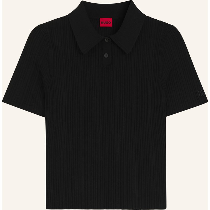 Hugo Strick-Poloshirt Sareplette schwarz