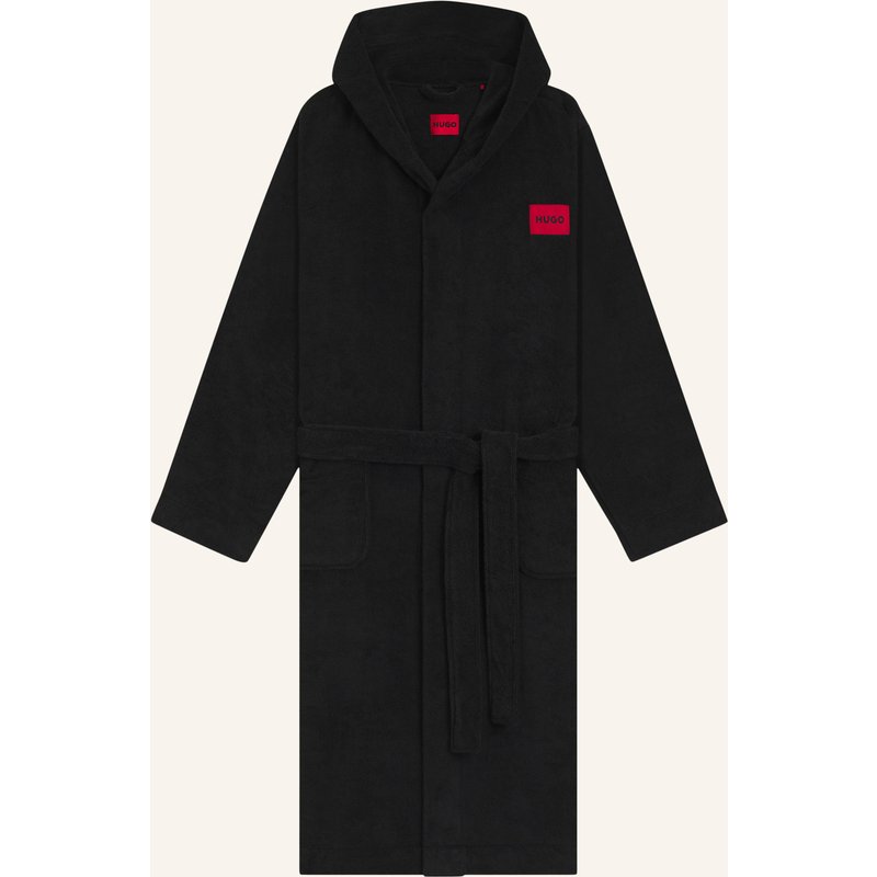 Hugo Morgenmantel Terry Gown Hooded schwarz