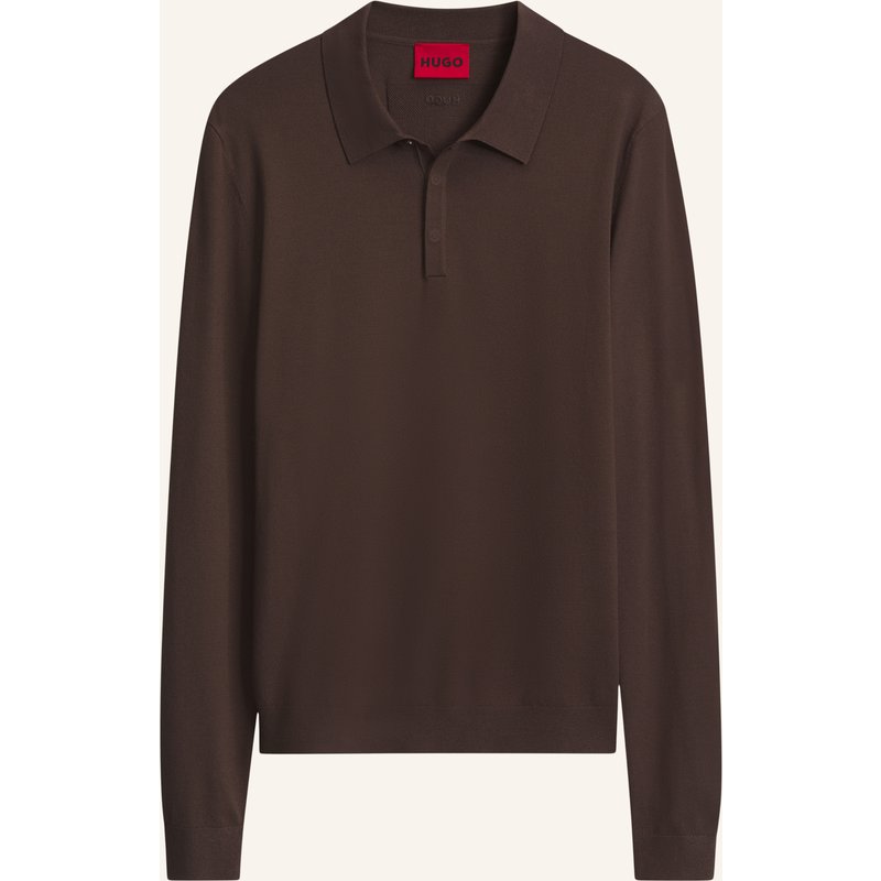 Hugo Strick-Poloshirt San Pippo Slim Fit braun