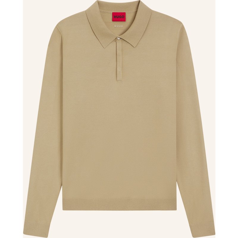 Hugo Strick-Poloshirt San Pippo Slim Fit beige