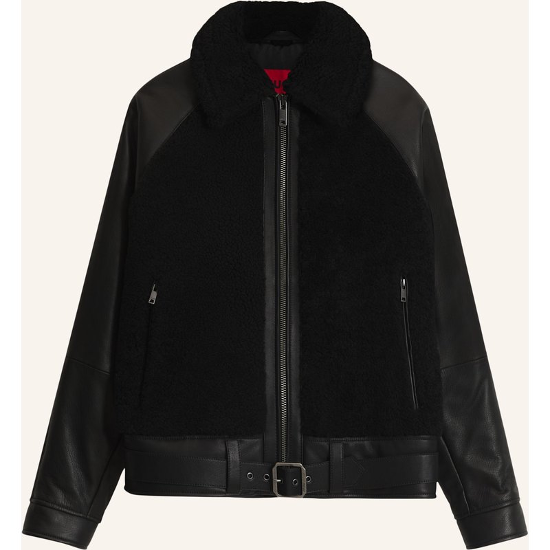 Hugo Lederjacke Laran Regular Fit schwarz