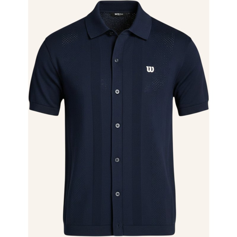 Wilson Poloshirt M Lafayette Pique Button Up Polo blau