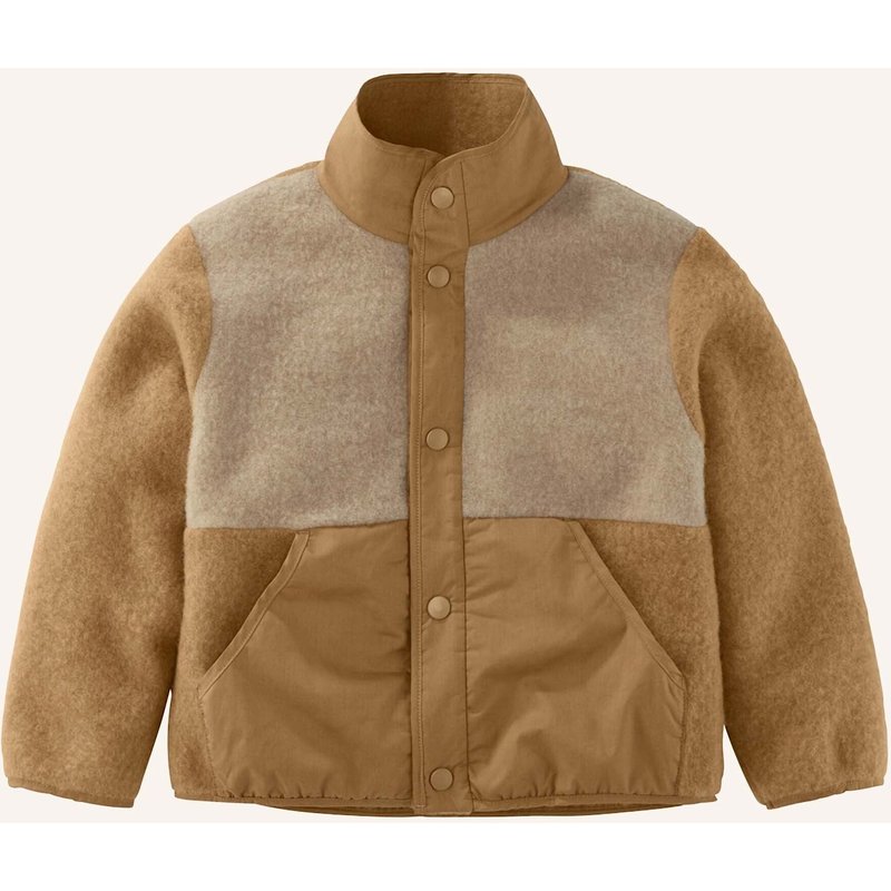 Hessnatur Hessnatur Wollfleecejacke Regular Mit Patch Aus Reiner Schurwolle braun