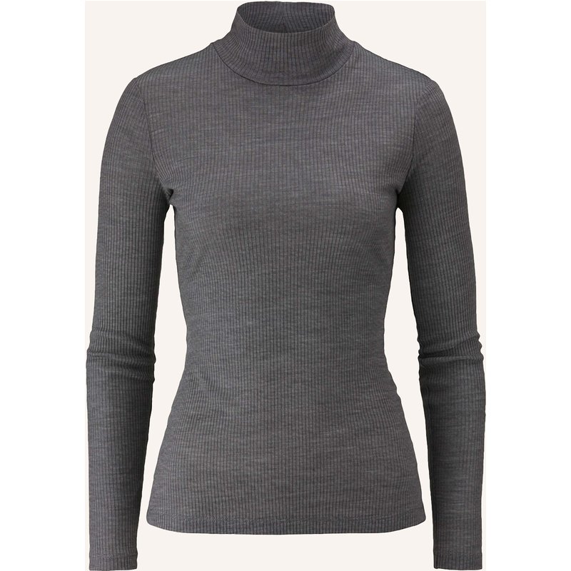 Hessnatur Hessnatur Mock-Neck Longsleeve Warm Touch Aus Bio-Schurwolle Und Tencel™ Lyocell grau