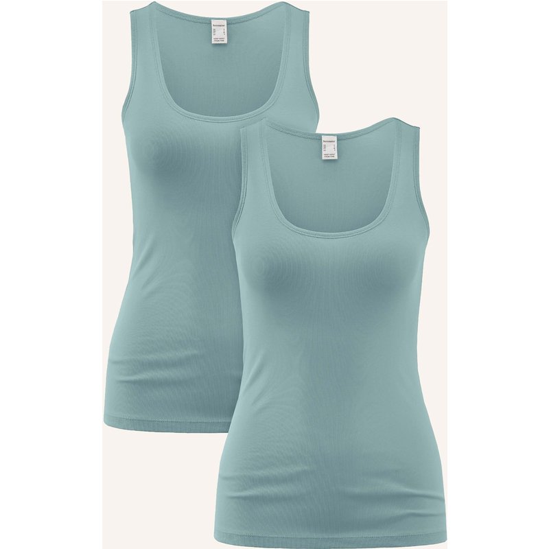 Hessnatur Tanktop Rundhals Fitted 2er-Set blau