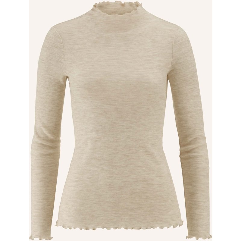 Hessnatur Hessnatur Mock-Neck Longsleeve Pointelle Aus Reiner Bio-Merinowolle beige