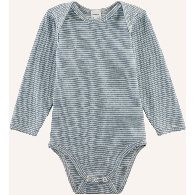 Hessnatur Hessnatur Langarm Body Aus Bio-Merinowolle Mit Seide blau