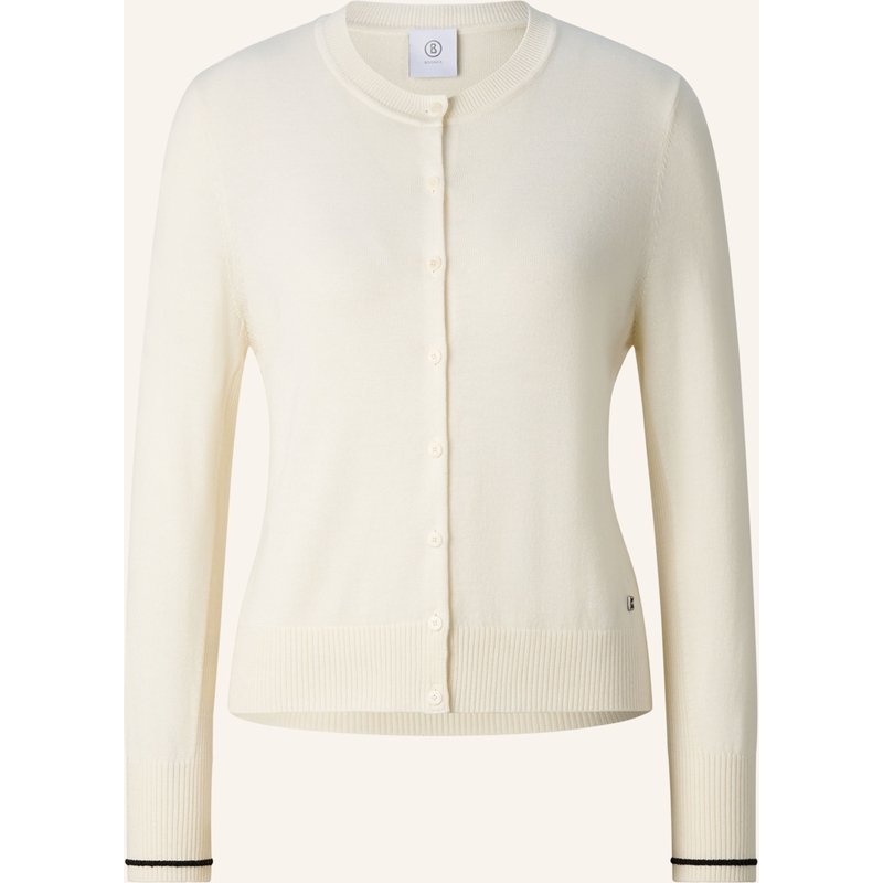 Bogner Schurwoll-Seiden-Strickjacke Azou weiss