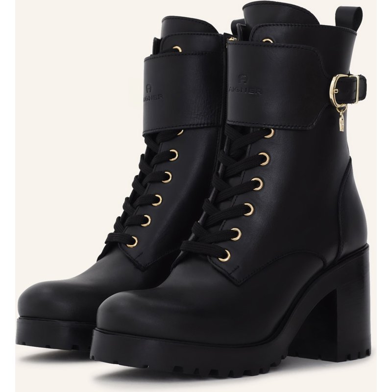 Aigner Block Heel Lace Bootie Amy 23d schwarz