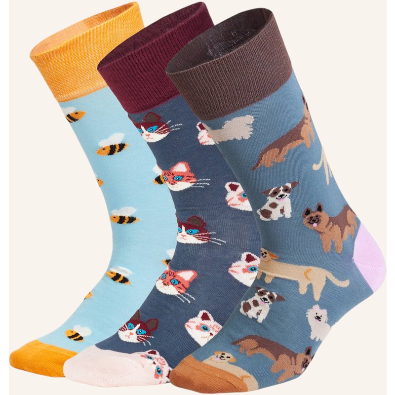 Dillysocks Socken Cute Animal Crew (3er Box) grau