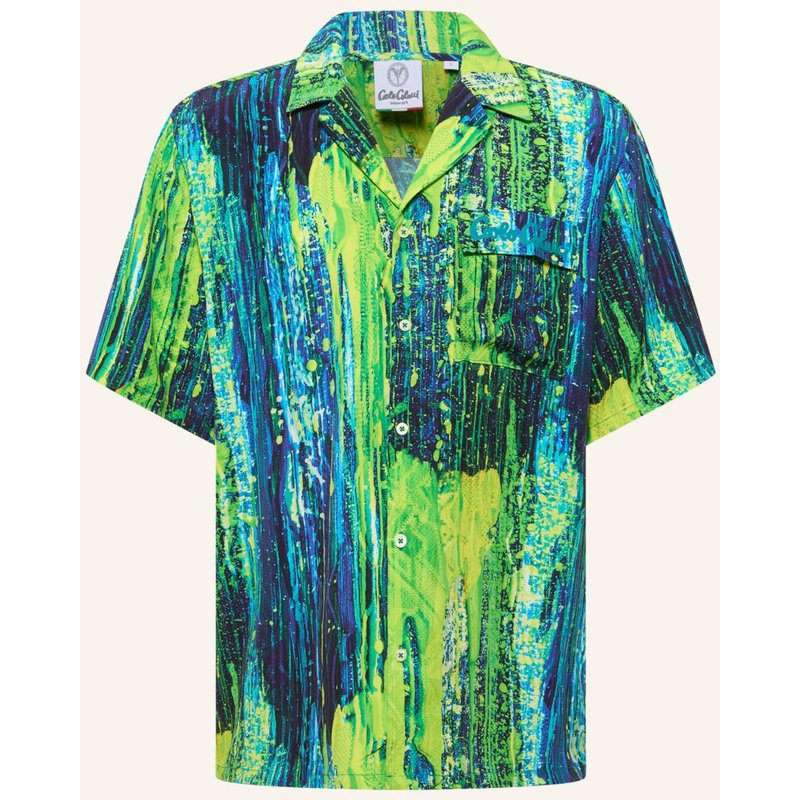 Carlo Colucci Bedrucktes Hemd - Ai Drip Knit Fasoli gruen