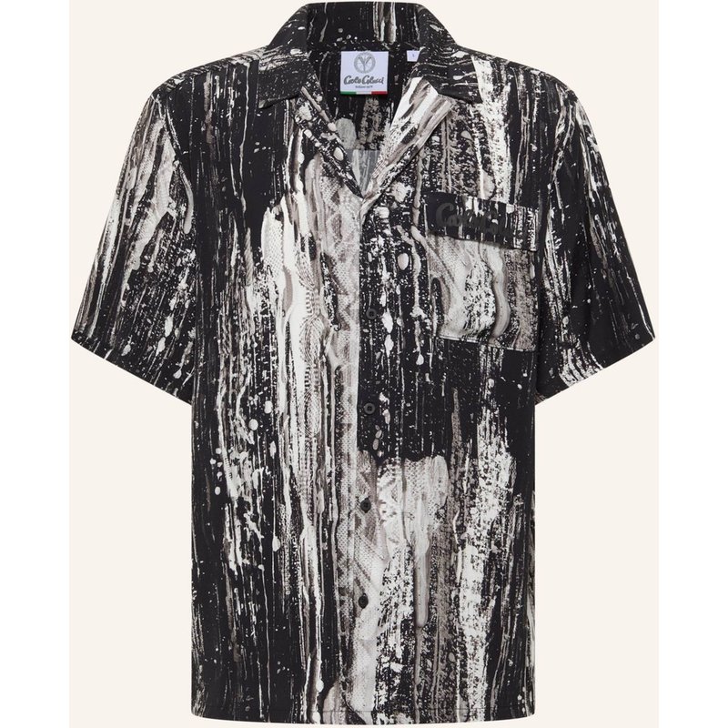 Carlo Colucci Bedrucktes Hemd - Ai Drip Knit Fasoli schwarz