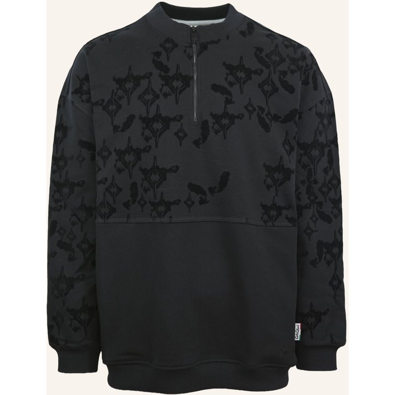 Carlo Colucci Oversize Troyer Mit Flockprint - Soft Impact Fistill schwarz
