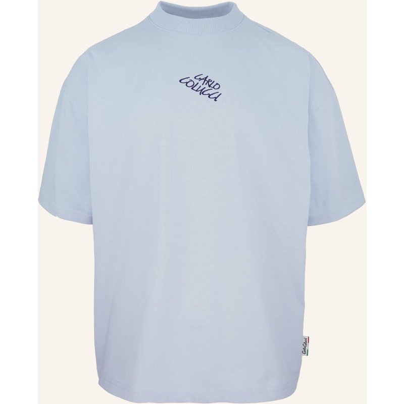 Carlo Colucci Backprint T-Shirt - Liquid Stitches Finetto blau