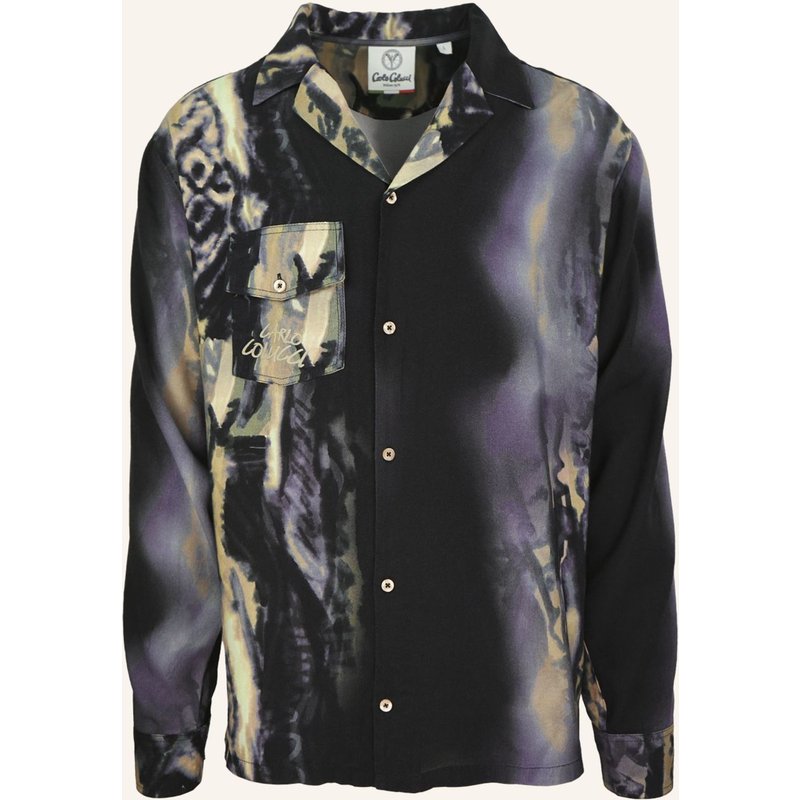 Carlo Colucci Oversize Hemd - Liquid Stitches Fiori schwarz